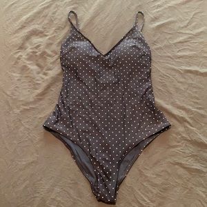 Navy Blue Polka Dot One Piece Swimsuit